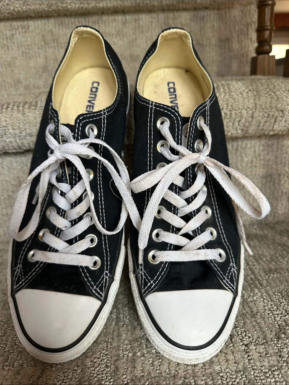 Converse Black and White Low-Top Canvas Sneakers - Picture 1 of 5